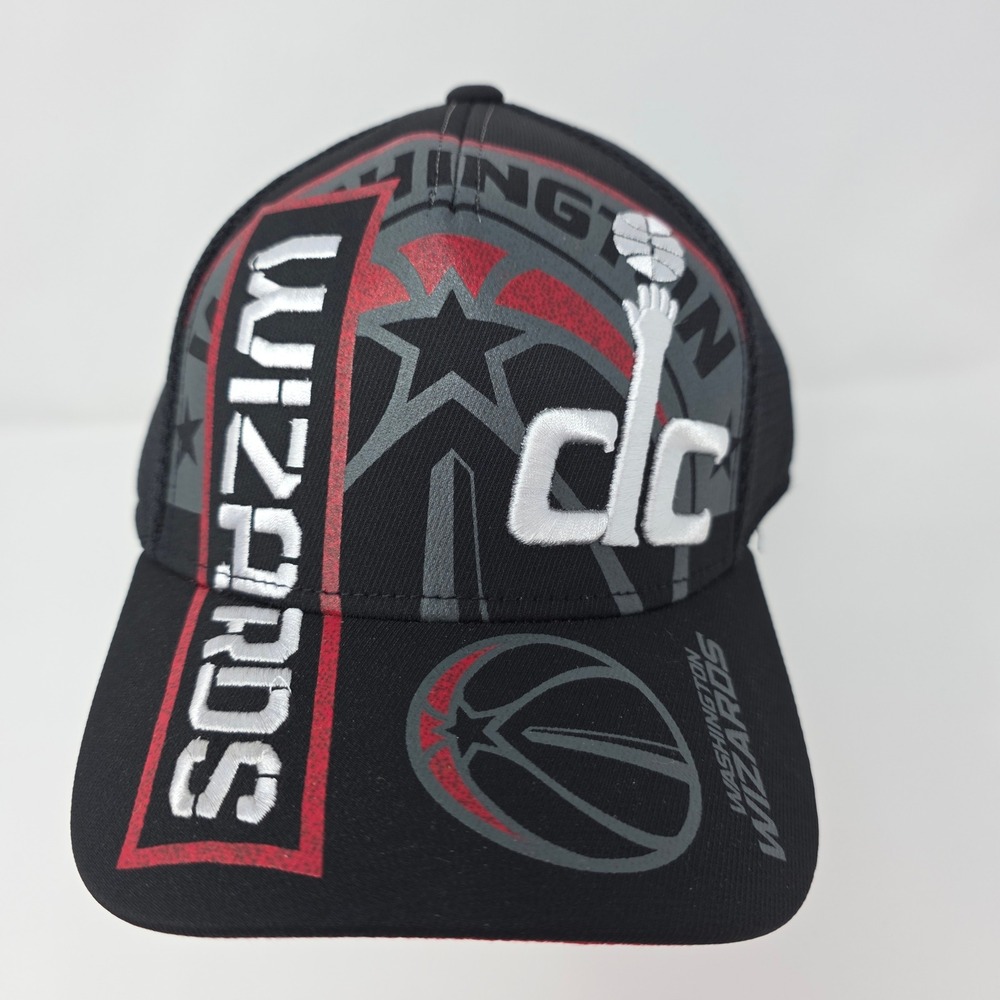 Adidas Washington Wizards Hat Youth Snapback Graphic Print Polyester Black